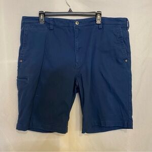 Duluth Trading Shorts 40 Flex Ballroom Khaki  9" Inseam Cotton Spandex blue